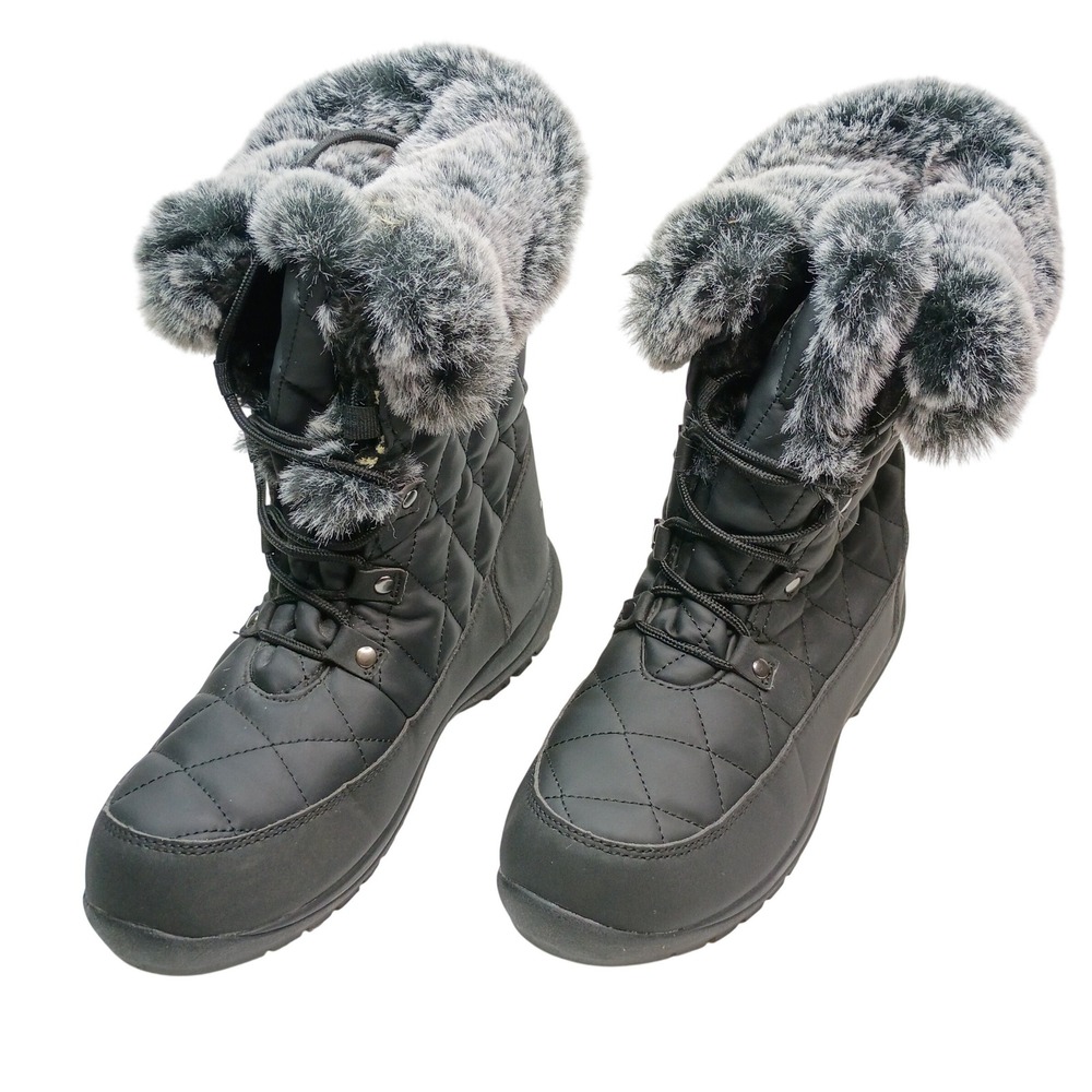 Arctic Shield Womens Black Quilted Faux Fur Winter Snow Boots ASW-B104-BLK Sz 9M